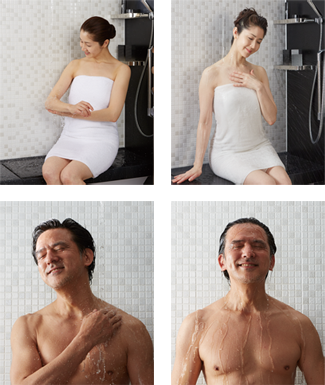 アクアフィールの肩湯。美容にも健康にもふさわしい入浴法です。